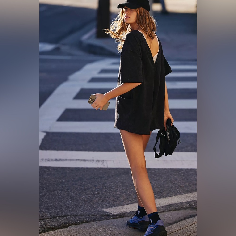Nwt Free people movement Hot Shot Tee Romper black medium
